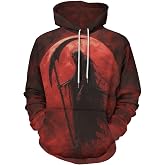 joo meryer Adult Mens Womens Grim Reaper Skeleton Printed Long Sleeve Hoodie with Pocket