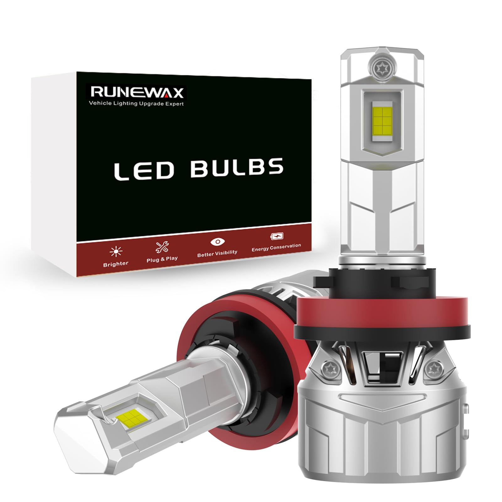 Photo 1 of RUNEWAX H11 Bulbs for 2019-2022 2023 2024 2025 2026 Chevy Silverado 1500 2500 3500 HD 6500K White 600% Brighter OE Replacement H9 Fog Lights Pack of 2