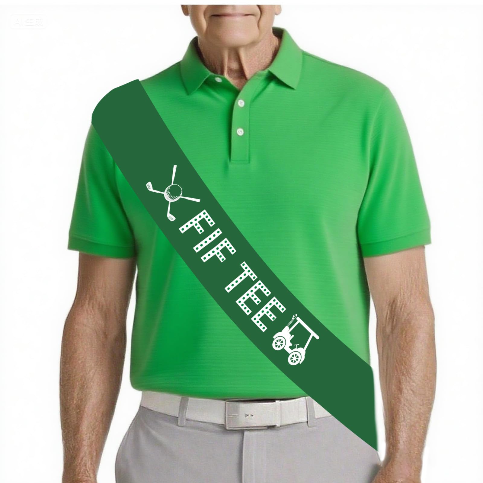 Cheerupp Golf 50th Birthday Decoration, Fif tee Satin Sash for Men, Sports 50 Year Old Birthday Party Supplies Gifts Celebrations Accessories