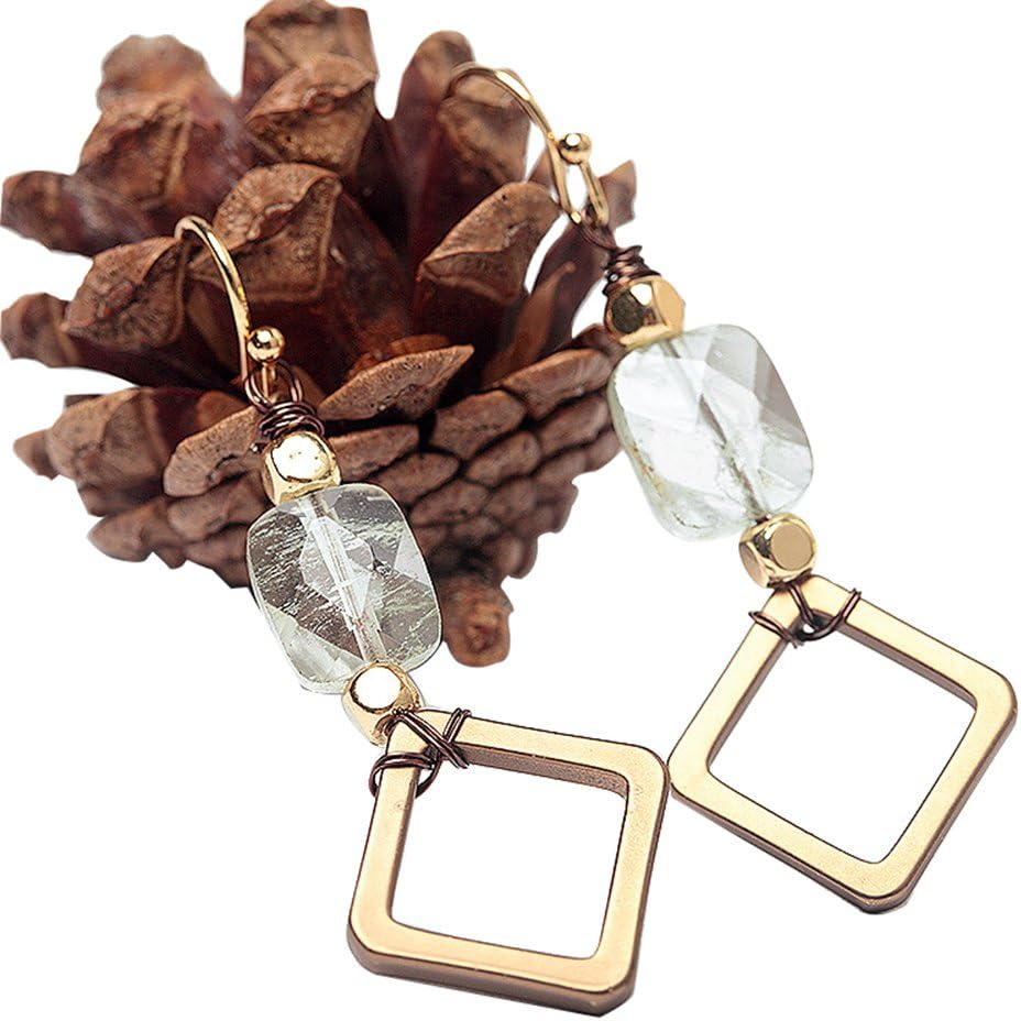 Anchilly French Hook Drop Dangle Earrings Adorned with Crystal Jewelry Gift for Women (Square)