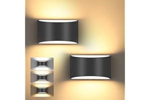 TRLIFE Modern Wall Sconces, 3000K/4000K/6000K Selectable and Dimmable LED Wall Sconce 12W Aluminum Wall Mounted Light Set of 2 Hardwired Wall Sconces for Bedroom Bedside Living Room Hallway(Black,2P)
