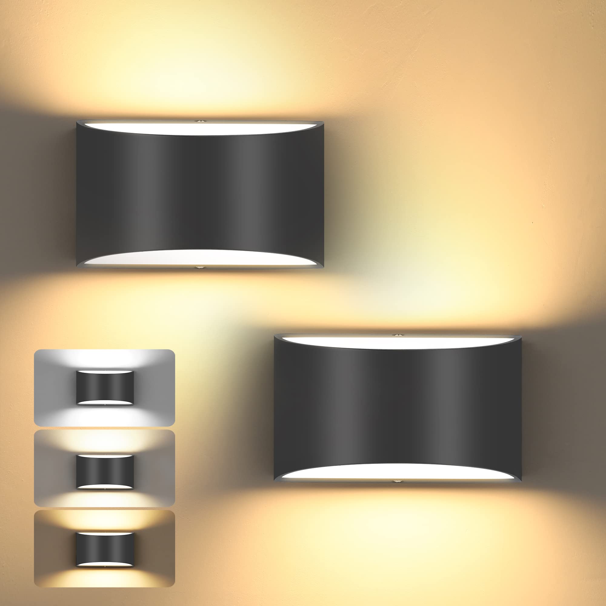 Photo 1 of TRLIFE Modern Wall Sconces, 3000K/4000K/6000K Selectable and Dimmable LED Wall Sconce 12W Aluminum Wall Mounted Light Set of 2 Hardwired Wall Sconces for Bedroom Bedside Living Room Hallway(Black,2P)