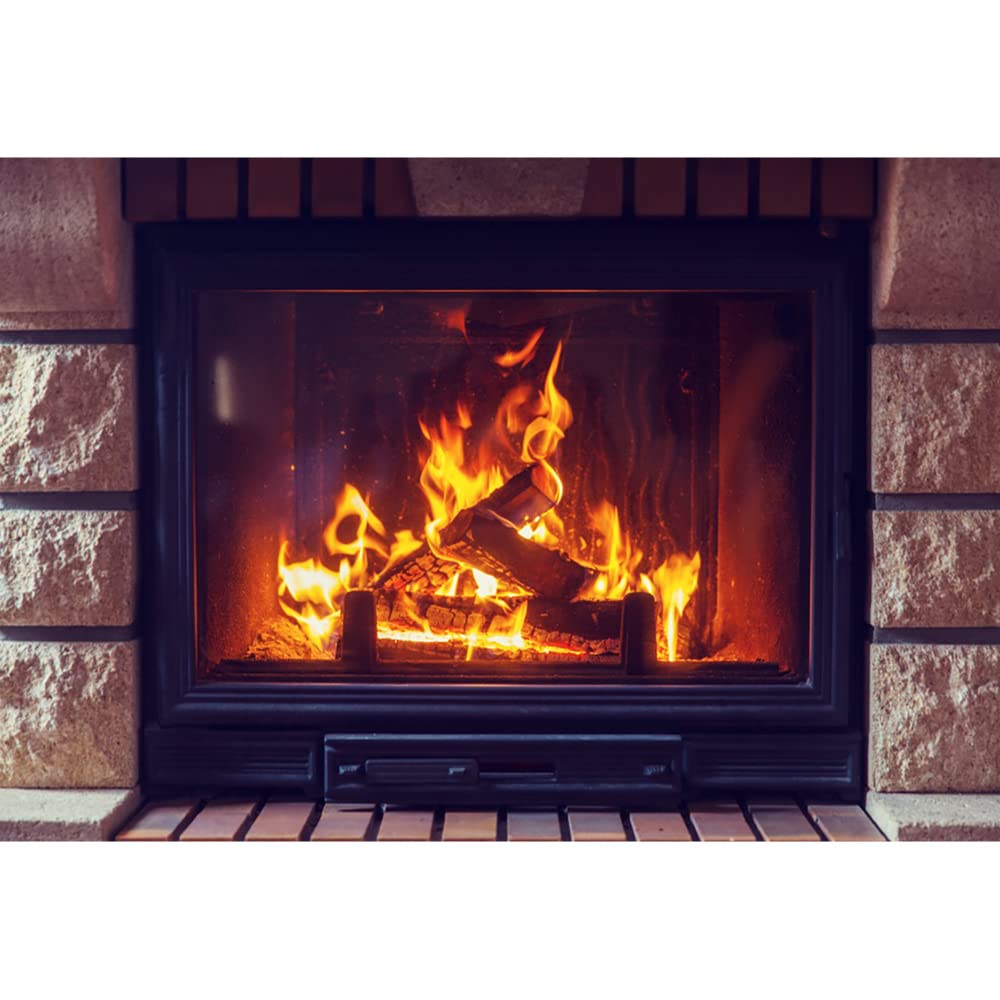 Aoihrraan 2,2x1,5m Burning Firewoods Backdrop Vintage Fireplace Flaming Fire Flickering Flame Marble Wall Indoor Photography Background Barbecues Campfire Party Banner Kids Adults Photo Studio Props