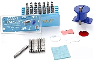 BESTNULE Metal Stamping Kit, Number and Letter Stamp Set (A-Z, 0-9 and &, Love Symbol), Industrial Grade Hardened Carbon Steel, Perfect for Imprinting Metal, Wood, Plastic, Leather (1/8", 3MM)