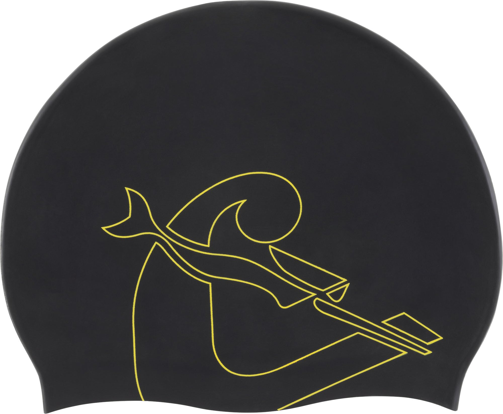 Cressi Eddie Swim Cap - Unisex Swimming Cap, Black/Yellow, One Size