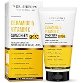 Dr. Sheth's Ceramide & Vitamin C Sunscreen SPF 50+ PA+++ | One Step Routine for Summer | For Women & Men | UVA UVB Sun Protection | 1.76 Oz / 50g