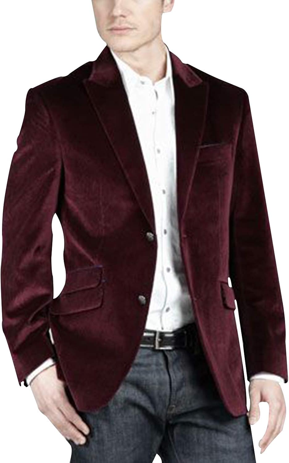 YZHEN Men's Blazer Suit Blazer Velvet Jacket Coat Two Button Amazon.co