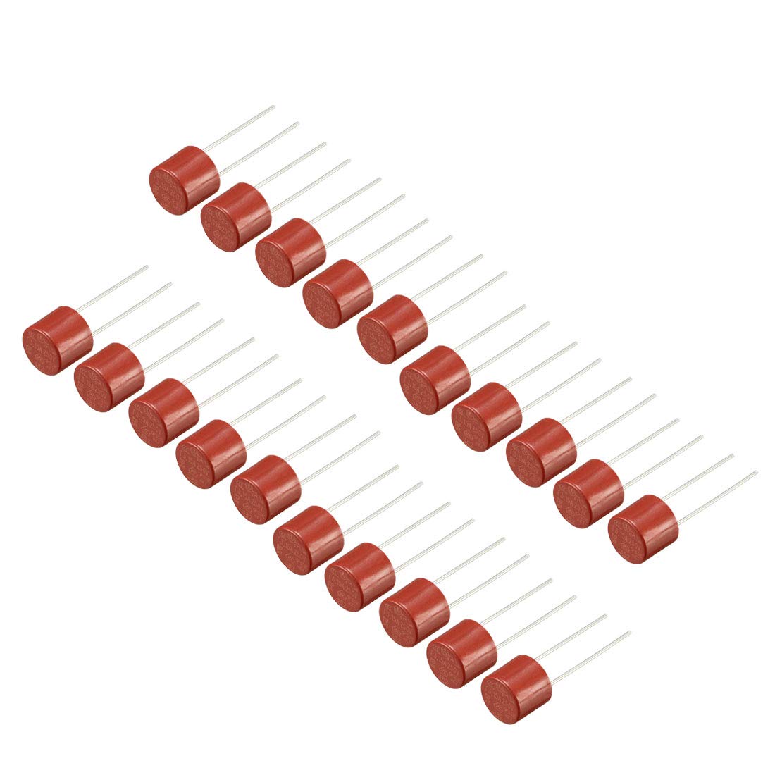 sourcing map 20Pcs DIP Mounted Miniature Cylinder Slow Blow Micro Fuse T3.15A 3.15A 250V Red