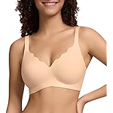 DEANGELMON Women's Seamless Bras No Underwire Comfort Bralettes Push Up Bras Wireless Scalloped Full Coverage Everyday Bra