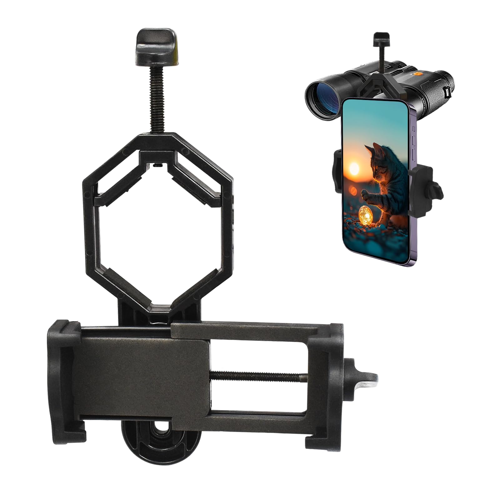 Surplex Universal Cell Phone Adapter Mount, Compatible with Binocular Monocular Spotting Scope Telescope and Microscope, For Iphone Sony Samsung Moto Etc (Black)
