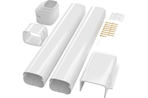 Cestluck 3'' 7.5 Ft Mini Split Line Set Cover, PVC & PP Line Cover Set Universal for Mini Split AC & Central AC