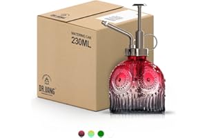 DR.UANG Plant Mister Spray Bottle for Plants Glass Indoor Plant Spritzer Mister Bottle Plant Gifts (Gray+Red 230ml 6.3inch)