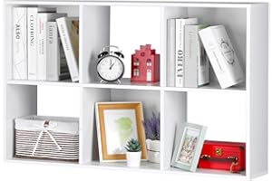 PACHIRA E-COMMERCE PACHIRA US 6-Cube Wooden Storage Bookcase, Fits 11 Inch Storage Bin, Modular Bookshelf Square Cabinet Organizer, Display Cube Shelves Compartments, White