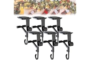 UTRUM Paeose Garland Holder, Heavy Duty 2-in-1 Fireplace Stocking and Garland Hanger, Adjustable Hangers Fits 0.5" To 8.5" Mantle No Drill Christmas Garlands Clip, Non-slip Hanger for Holiday Decor(6PCS)