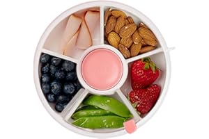 GoBe Kids Original Snack Spinner Bundle with Hand Strap and Sticker Sheet - Reusable Snack Container with 5 Compartment Dispenser and Lid | BPA and PVC Free | Dishwasher Safe | No Spill, Leakproof