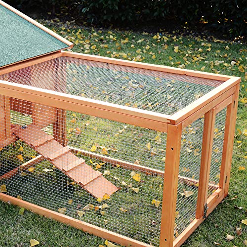 PawHut 2Story Large Wooden Rabbit Hutch Pet House with Ramps, Lockable