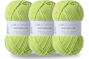 MOJADREAM 3PCS 3.5oz Chenille Yarn for Blankets Amigurumi: Soft Velvet Baby Yarn Blanket Knitting and Crocheting Bulky 5# Yarn 3 Skeins of 100g (Green Sheen)