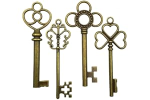 BALABALA 40PCS Antique Vintage Skeleton Key Charm Steampunk for Crafts, Party Favors, Gifts Decoration (4 Different Style x 10)