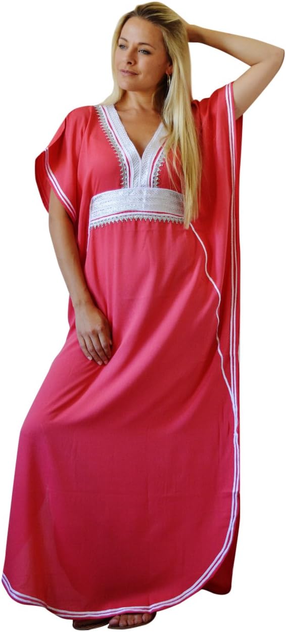 La Bohemia Salmon Pink Marine Maxi Dress Kaftan