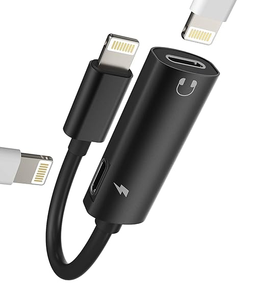 Iphone Headphone Adapter 2in1 Dual Lightning Connector Dongle Audio Charging Double Jack AUX Charge Cable Splitter for Apple MFI Certified 11 12 13 14 Plus Pro Max Mini SE X XR XS 7 8 Earbud Converter