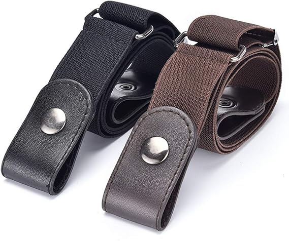 Amazon Mocuishle ゴムベルト 男女兼用 裏技ベルト ノーバックルベルト レディース メンズ 二本セット ブラック ブラウン 2本セット ブラック ブラウン ベルト 通販
