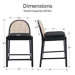 HEAH-YO Rattan Counter Stools Set of 2, 26 Inches