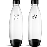 sodastream Black 1L Slim Carbonating Bottles Twin Pack, Pack of 2