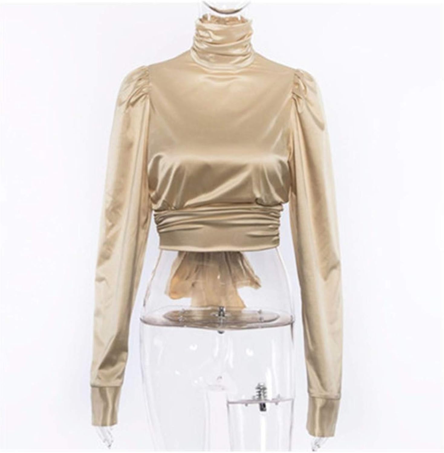 womens gold satin blouses