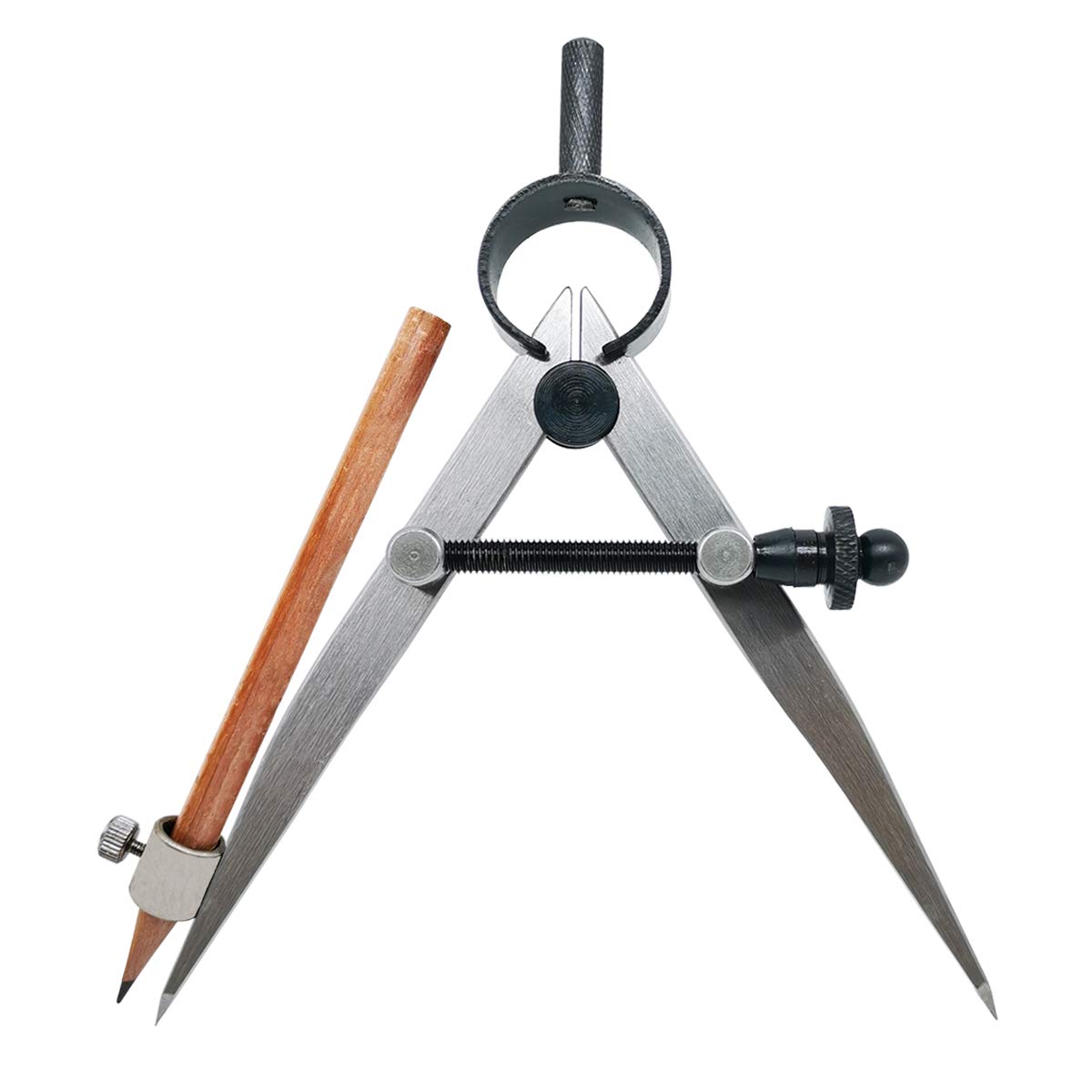 ZLKSKER 4 inch Woodworking Compass with Pencil Holder, Precision Spring Divider/Scriber, All Metal Compass for Leather Work Metalworking
