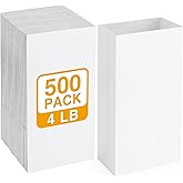 BagDream 500 Pack #4 Standard Lunch Bags, White Kraft Paper Lunch Sacks Bulk for Snacks, Sandwich, Crafts, Party Favor Unbleached Paper Bags 4 lb Capacity