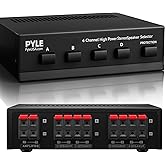 Premium New and Improved 4 Zone Channel Speaker Switch Selector Switch Box Hub Distribution Box for Multi Channel High Powered Stereo Amplifier A/B/C/D Switches | 4 Pairs Of speakers - Pyle (PSS4), Black