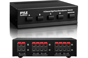Pyle 4-Zone Speaker Selector Switch – 4-Channel Stereo Speaker System – Controls Up to 4 Pairs – Home Theater & Loudspeaker C