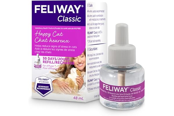 FELIWAY Classic Diffuser Refill, Promotes Calmness in Cats & Kittens, VHP Registered NN.P4B8, includes 1 Refill, Lasts 30 Day
