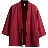 Seidarise Men's Kimono Traditional Japanese Clothing Male Cardigan Noragi Jacket Yukata Coat Haori