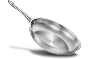 KOCH SYSTEME CS 8 Inch Stainless Steel Pan, 20cm Stainless Steel Frying Pan with Tri-ply Bottom, Riveted Handle, Fast Even He