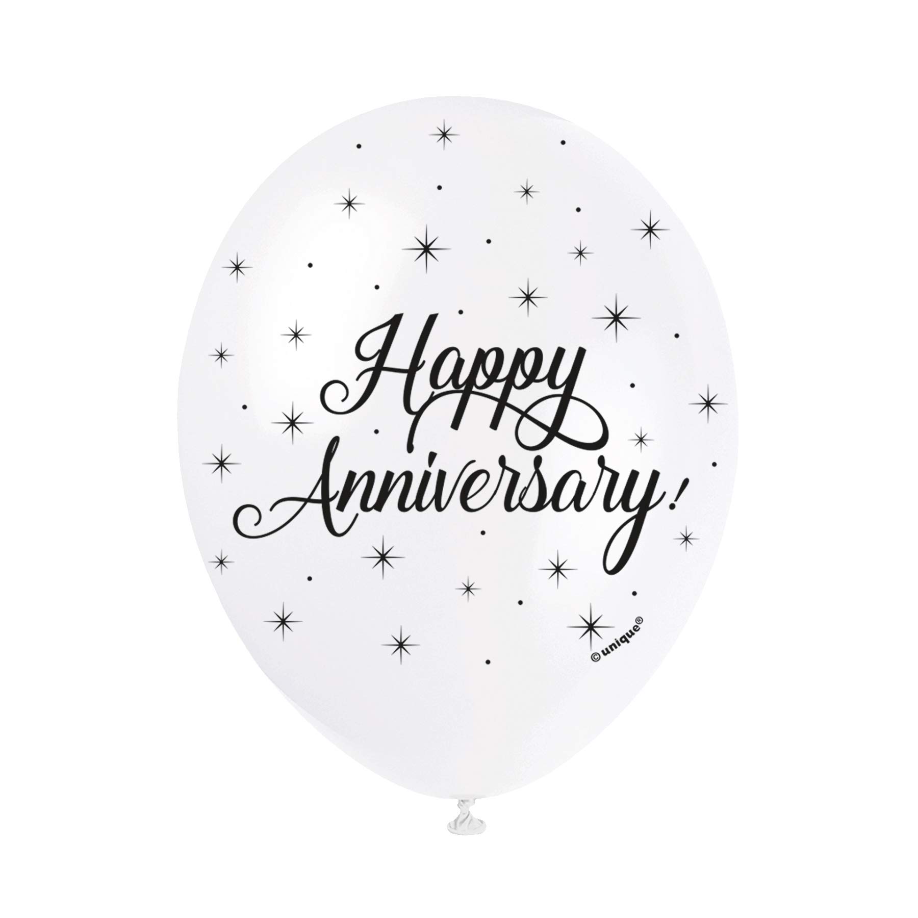 Happy Anniversary White Latex Balloons (30cm) Pack of 5 - Elegant Celebration Decorations