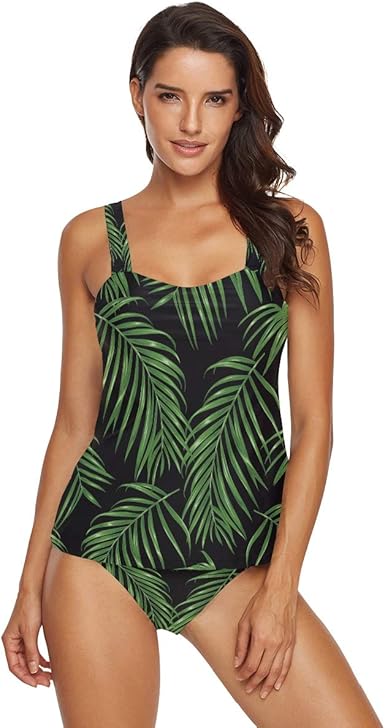 palm leaf swimsuit two piece