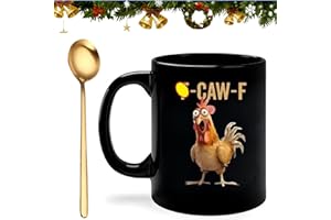 Caw-F Funny Chicken Mug,11oz Caw-F Chicken Rooster Coffee Mugs,Ceramic Tea Cup for Men Women,Creative Chick Pattern Drinks Cu