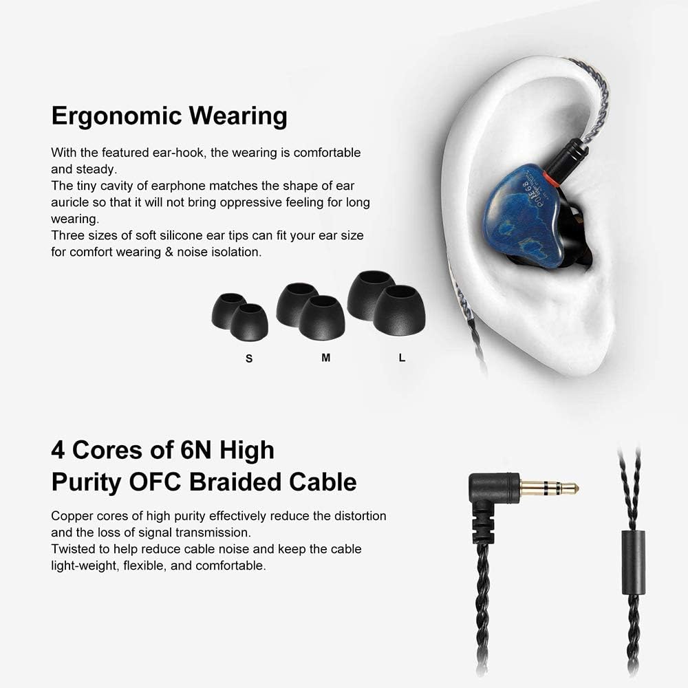 Famedy in-Ear Monitors, Wired Earbuds Headphones, in-Ear Earphone Dual Drivers with MMCX Detachable Cables - Image 4