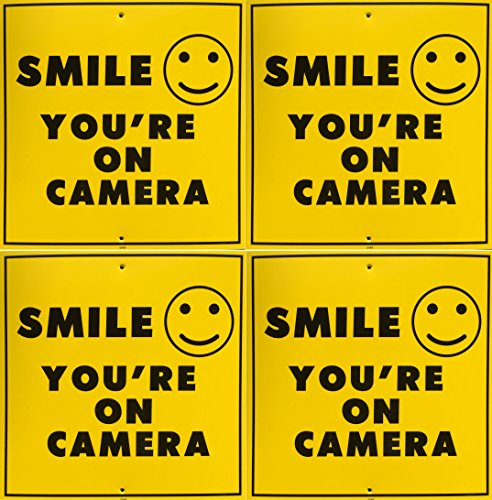 Video | Alarm | SHOPTLIFTER | Trespass | System Warning Signs & Decals | Home | Business | Live & Recorded Internet Monitoring | Surveillance | CCTV (#108-SMILE, DECAL-4PK, 108 Smile)