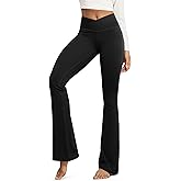ODODOS Cloud Feeling Crossover Flared Pants with Pockets for Women, Cross Waist Bootcut Lounge Yoga Pants- 30" / 32" Inseam