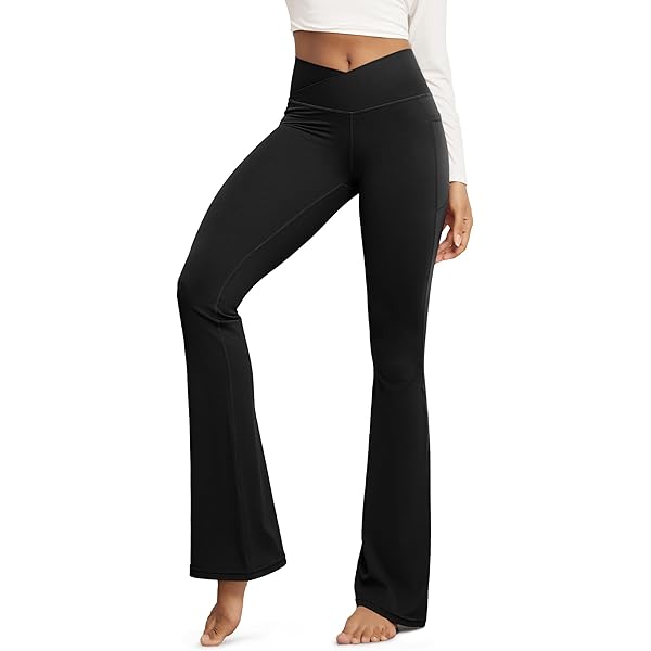 Amazon.com: ODODOS Crossover Flare Leggings for Women Wide Leg