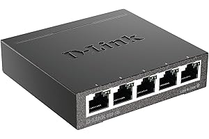 D-Link Ethernet Switch, 5 Port Gigabit Unmanaged Metal Desktop Plug and Play Compact (DGS-105),Black
