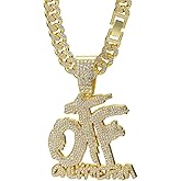 YOHAX Hip hop necklace alloy all OTF chain letter pendant necklace Hip hop men's and women's Cuban necklace
