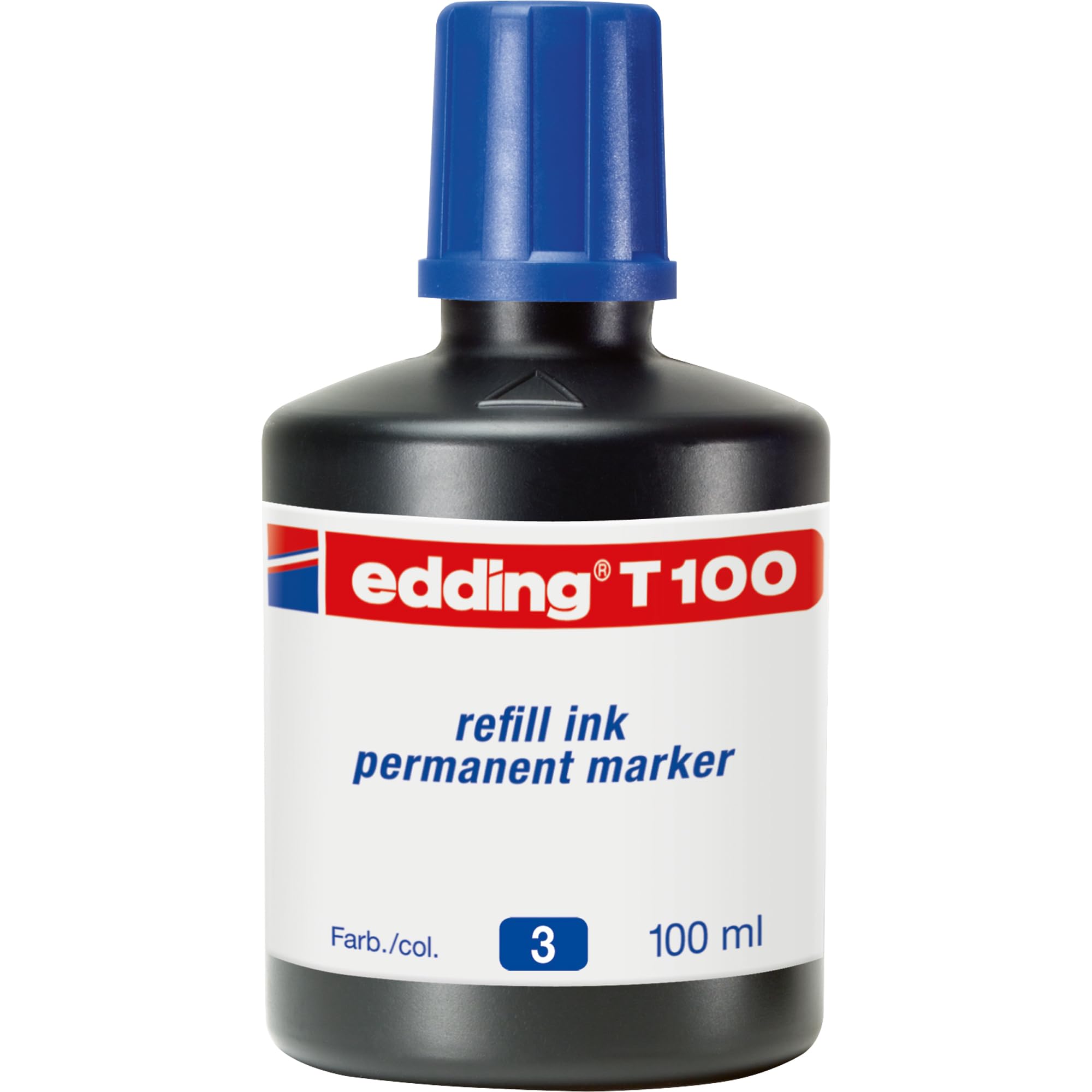 edding T 100 refill ink permanent marker - blue - 100 ml - with drop dispenser system, for quick refilling of almost all edding permanent markers