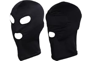 Miayon 2pcs Open Eyes and Mouth Full Face Spandex Elastic Breathable Hood Mask for Halloween Cosplay Costume Unisex Adult