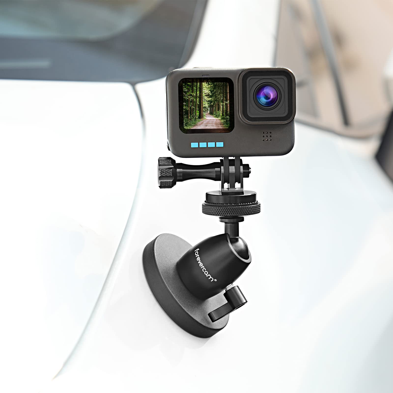 Forevercam Magnetic Camera Mount 1/4 with 360° Roation Stand Foot Mini Ball Head Metal Securely Attaches to Steel