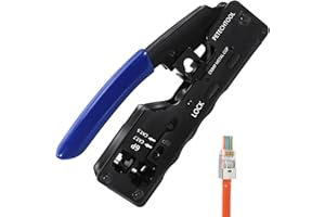 PETECHTOOL RJ45 Crimp Tool Ethernet Crimping Tool Wire Cutter Crimper For Cat7 Cat6a Cat6 Cat5e Pass Through Connectors