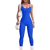 YIOIOIO Women Workout Seamless Jumpsuit Yoga Ribbed Bodycon One Piece Spaghetti Strap Leggings Romper