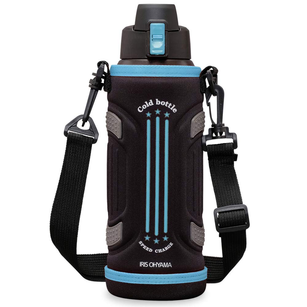 アイリスオーヤマ 水筒 子供 スポーツボトル 1リットル 1L ブルー 真空断熱層で冷たさキープ6時間! 片手でワンタッチオープン&直飲み 持ち運びやすいストラップ付 氷をそのまま入れられる 部活や運動に 少ないパーツでお手入れラクラク スポーツジャグ 持ち運び便利 マグボトル ステンレスボトル 魔法瓶 DB-1000商品画像